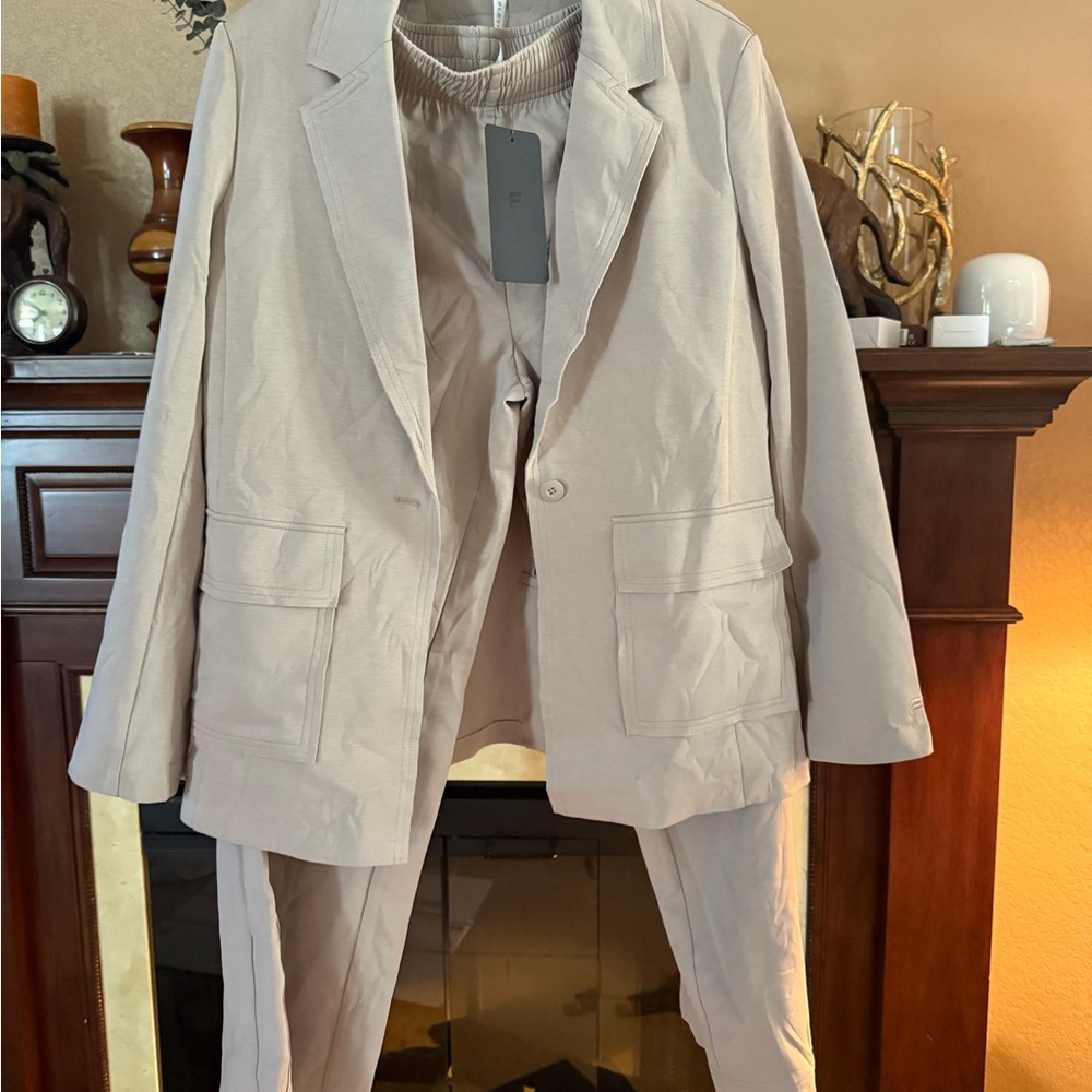 Beige Two-Piece Suit Set